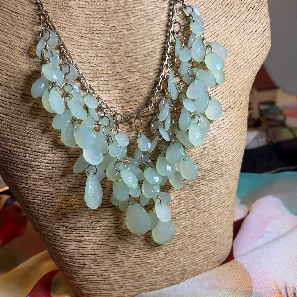Fashion Jewelry Mint Green Teardrop Layered Necklace with Matching Bracelets - Picture 7 of 9